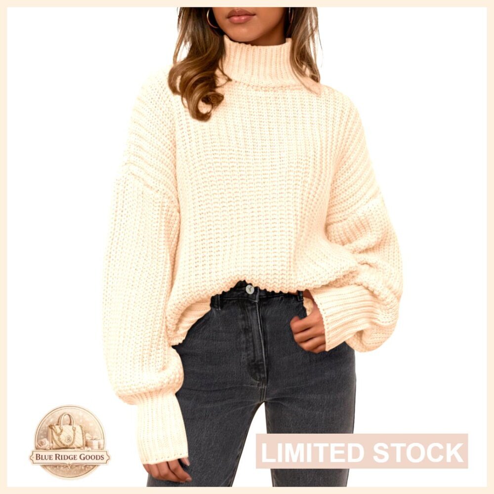 Oversized Chunky Knit Turtleneck Pullover Cozy Winter Sweater Chic Y2K